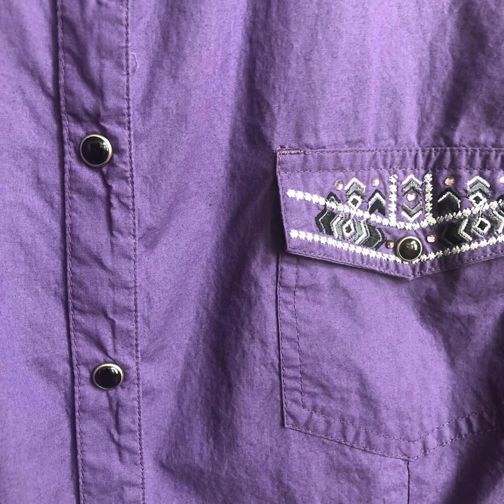 Panhandle Women's Purple Embroidered Western Ebony Snap Shirt Size Plus size 1X - Picture 4 of 8